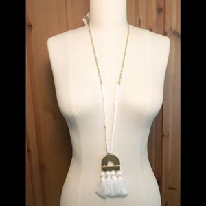 MUDPIE METAL BEADED NECKLACE IN WHITE